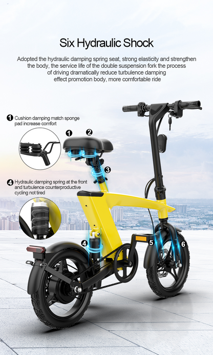 The Max Foldable E-Bike Carbon Black - High Performance, 35km Range, 25km/h Speed