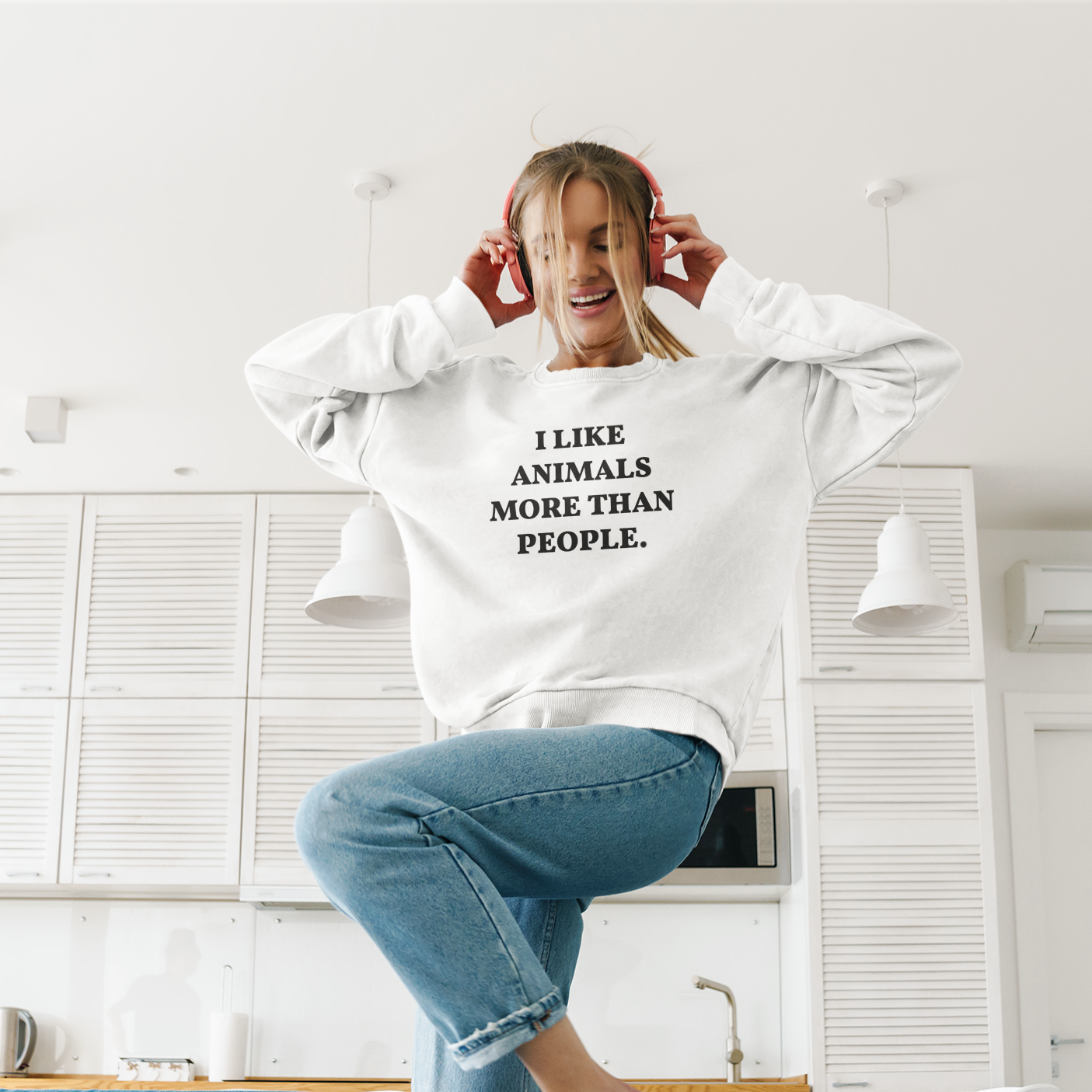 I Like Animals More Than People - Organic Unisex Sweatshirt | Ethical & Eco-Friendly | Made in France