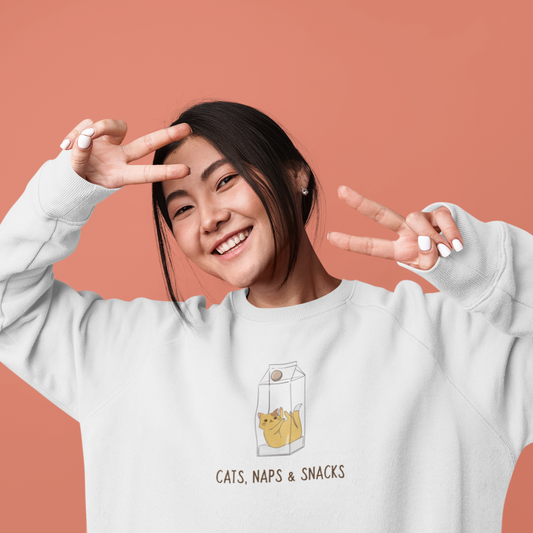 Cats, Naps & Snacks - Organic Unisex Sweatshirt | Eco-Friendly & Ethically Made