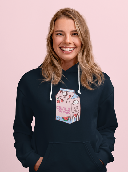 Shop Organic Unisex Hoodie - My Oat Milk Frees All the Cows from the Yard | Eco-Friendly & Vegan Clothing