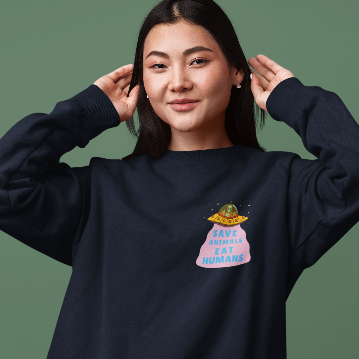 Save Animals Eat Humans - Organic Unisex Sweatshirt | Eco-Friendly & Ethically Made