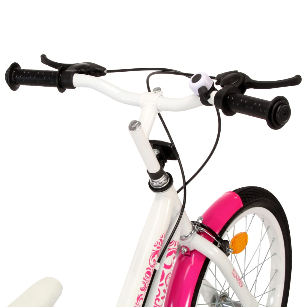 vidaXL 24-inch Kids Bike - Pink & White - Sturdy and Stylish Bicycle for Ages 8-10