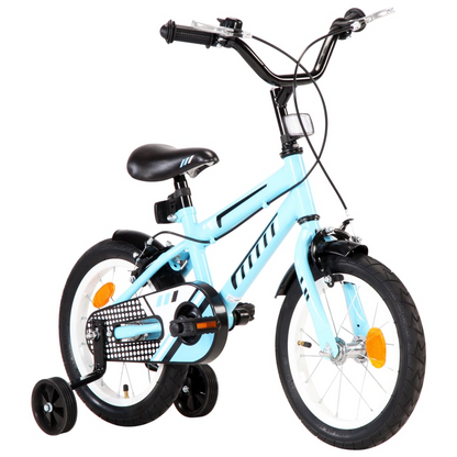 vidaXL Kids Bike 14-inch Black and Blue – Sturdy, Safe & Fun for Ages 3-5