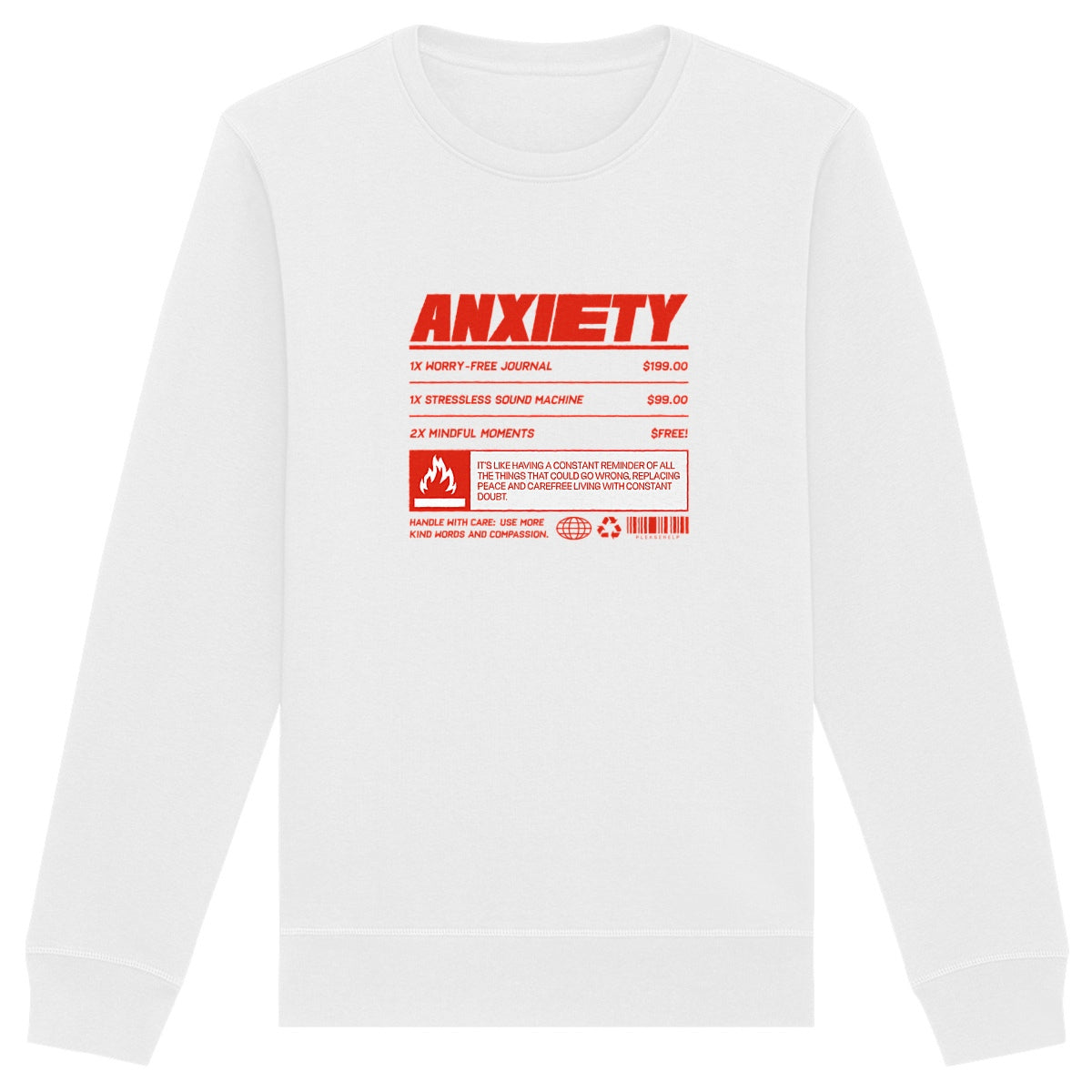 Anxiety - Organic Sweatshirt | Eco-Friendly & Unisex | Ethically Produced