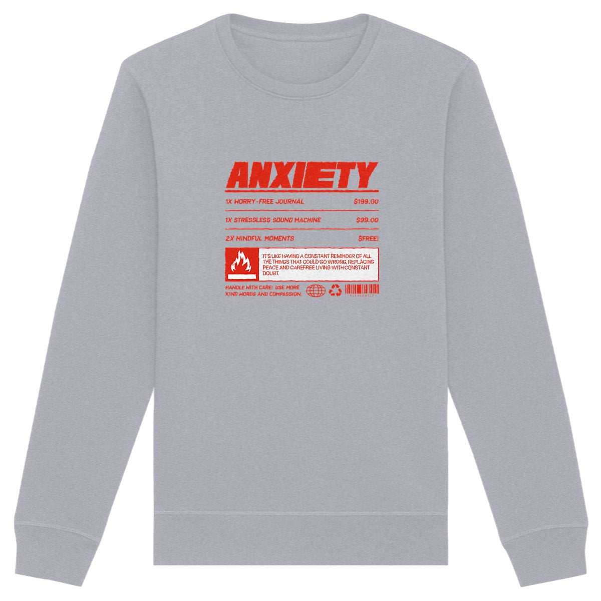 Anxiety - Organic Sweatshirt | Eco-Friendly & Unisex | Ethically Produced