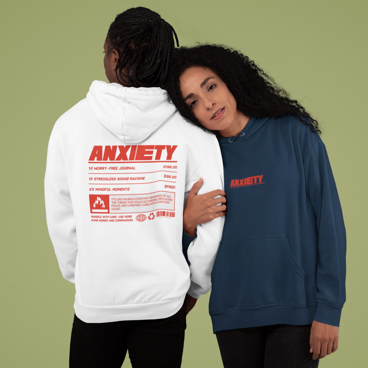 Anxiety Organic Hoodie - Ethically Produced, Vegan & Eco-Friendly Sweatshirt