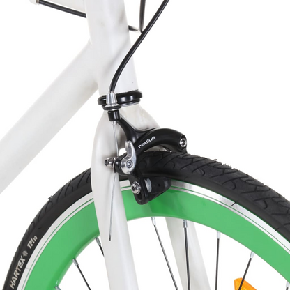 vidaXL Fixed Gear Bike - White and Green 700c, 51 cm | Lightweight Single-Speed Bicycle