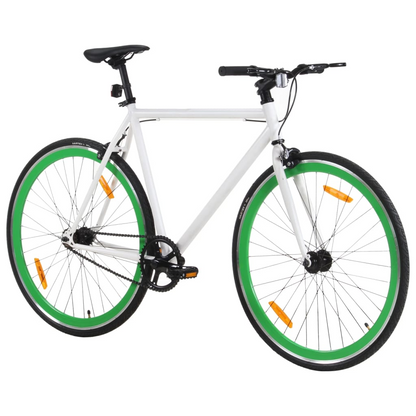 vidaXL Fixed Gear Bike 700c 55 cm - Lightweight Aluminum Frame, Reflective Devices, Flip-Flop Hub - White and Green