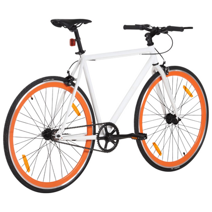 vidaXL Fixed Gear Bike - Lightweight White & Orange 700c Single Speed Bicycle - 59 cm Frame