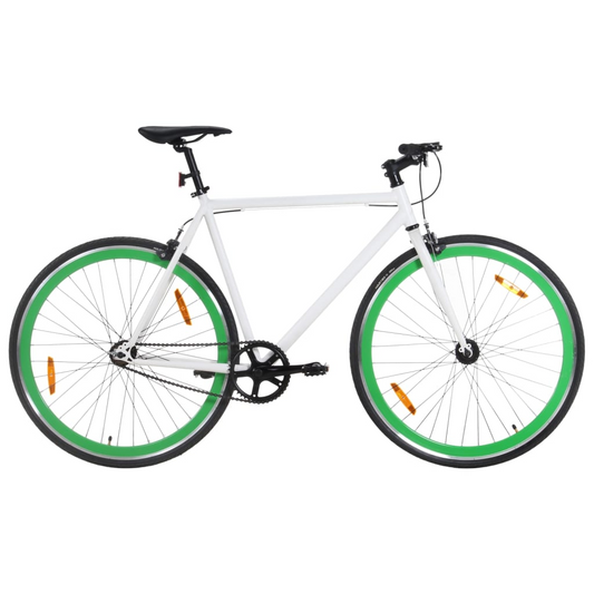 vidaXL Fixed Gear Bike 700c 59 cm - White & Green | Lightweight & Durable Urban Commuter