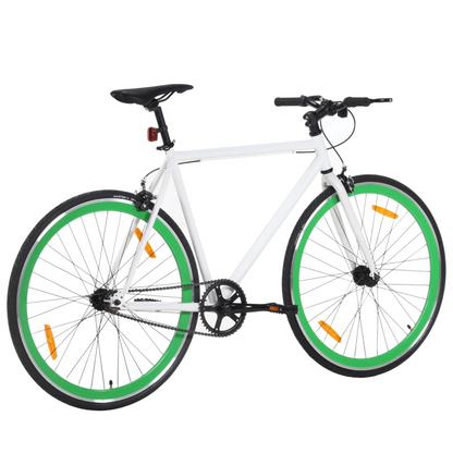 vidaXL Fixed Gear Bike 700c 59 cm - White & Green | Lightweight & Durable Urban Commuter