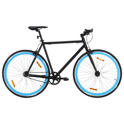 vidaXL Black and Blue Fixed Gear Bike - 59 cm Frame, 700c Wheels, Single-Speed Road Bicycle - Lightweight and Durable