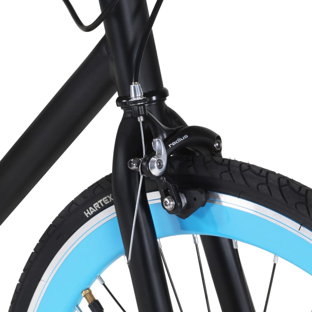 vidaXL Black and Blue Fixed Gear Bike - 59 cm Frame, 700c Wheels, Single-Speed Road Bicycle - Lightweight and Durable