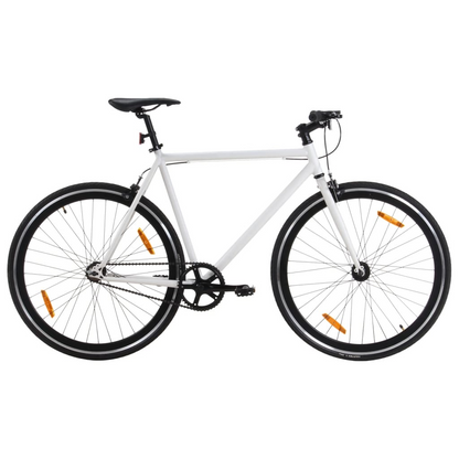 vidaXL Fixed Gear Bike - 59 cm, White and Black, Urban Commuter Bicycle