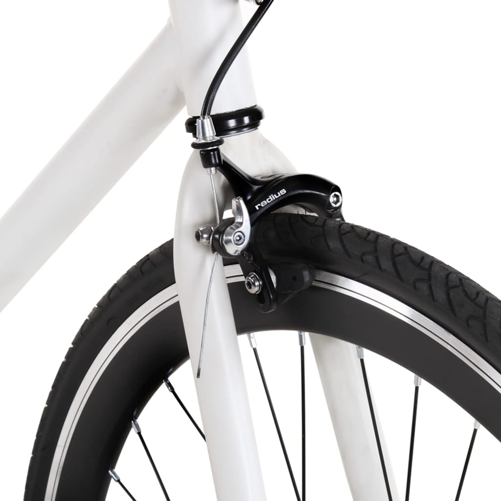 vidaXL Fixed Gear Bike - 59 cm, White and Black, Urban Commuter Bicycle