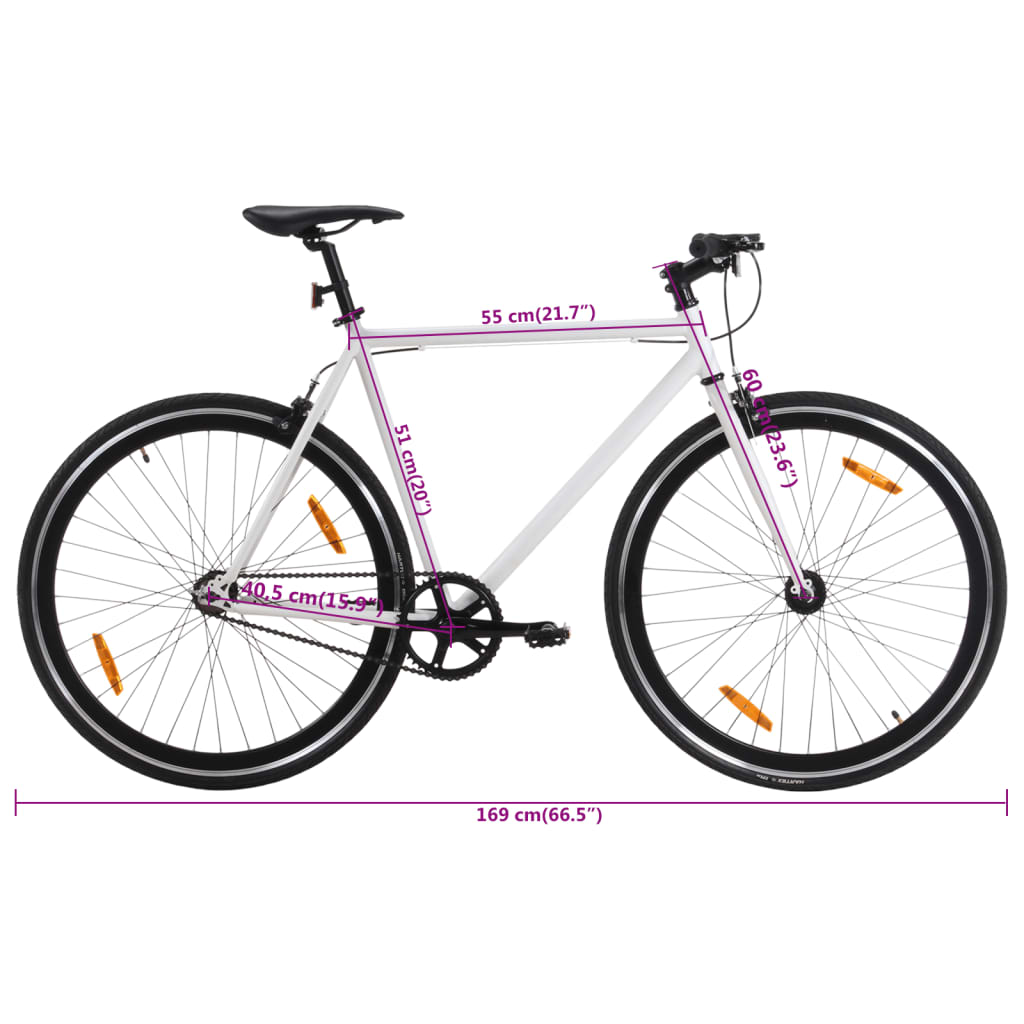 vidaXL Fixed Gear Bike - 700c 51 cm, Lightweight Aluminum Frame, Reflective Devices, Flip-Flop Hub, Caliper Brake