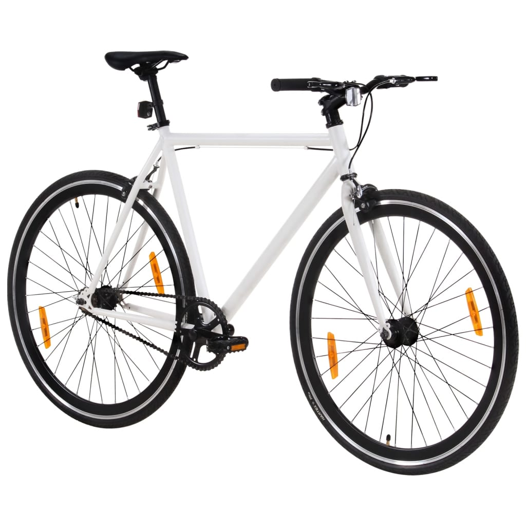 vidaXL Fixed Gear Bike - Sleek White and Black 700c, 55 cm Frame