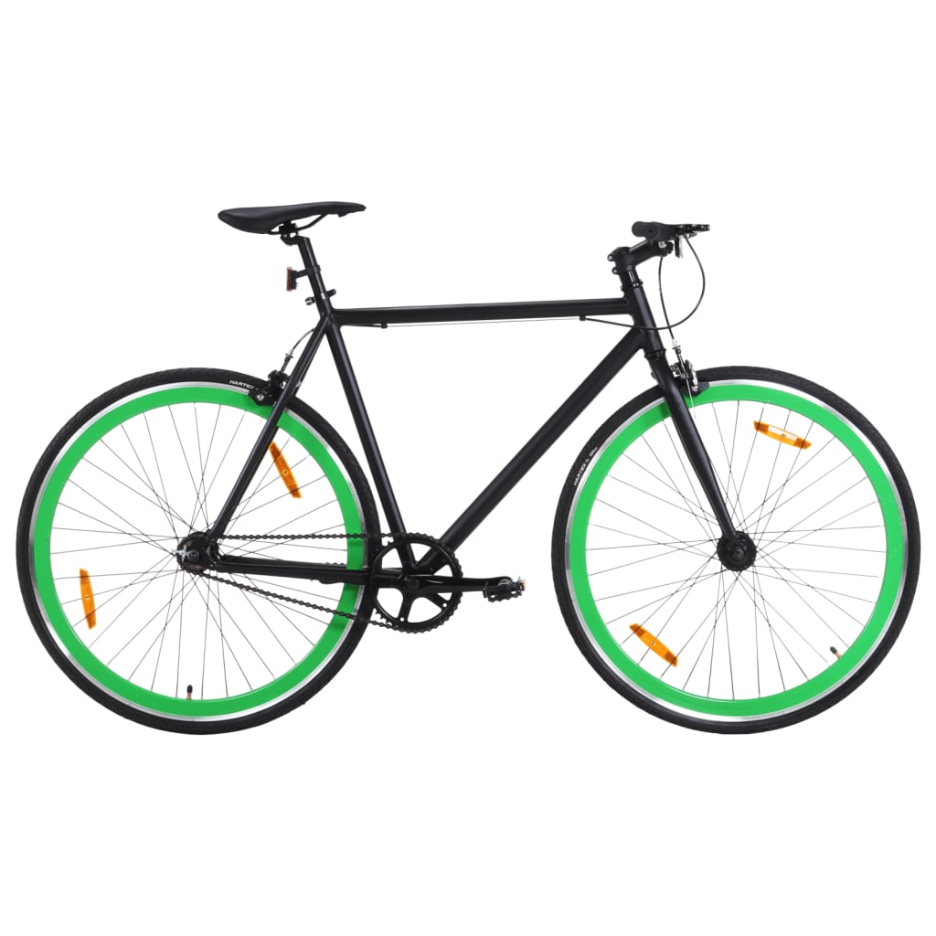 vidaXL Fixed Gear Bike - Black & Green, 700c, 55 cm Frame - Perfect for Commuting & Fitness