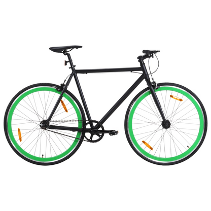 vidaXL Fixed Gear Bike - Black & Green, 700c, 55 cm Frame - Perfect for Commuting & Fitness