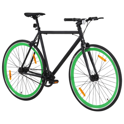 vidaXL Fixed Gear Bike - Black & Green, 700c, 55 cm Frame - Perfect for Commuting & Fitness