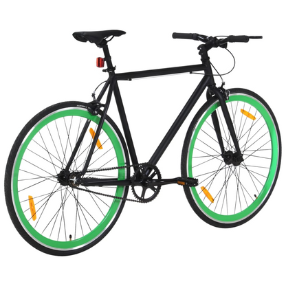 vidaXL Fixed Gear Bike - Black & Green, 700c, 55 cm Frame - Perfect for Commuting & Fitness