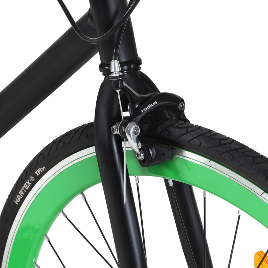 vidaXL Fixed Gear Bike - Black & Green, 700c, 55 cm Frame - Perfect for Commuting & Fitness