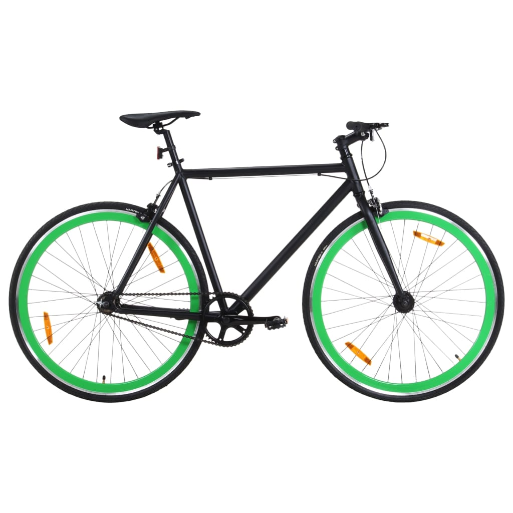 vidaXL Fixed Gear Bike - Black and Green, 700c, 59 cm Frame - Ultimate Ride for Commuting & Fitness