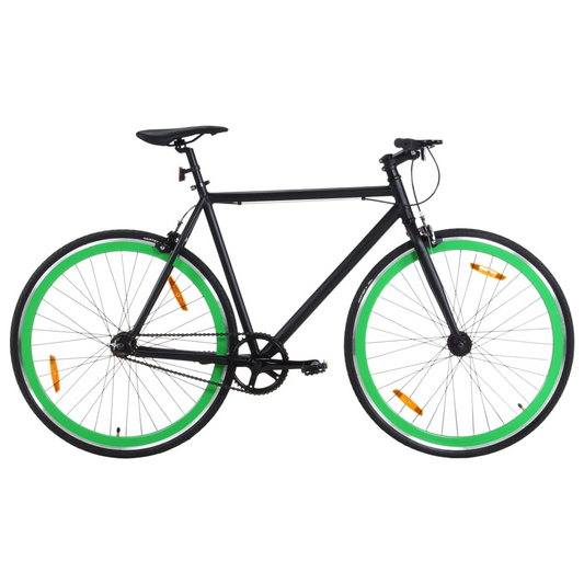 vidaXL Fixed Gear Bike - Black and Green, 700c, 59 cm Frame - Ultimate Ride for Commuting & Fitness