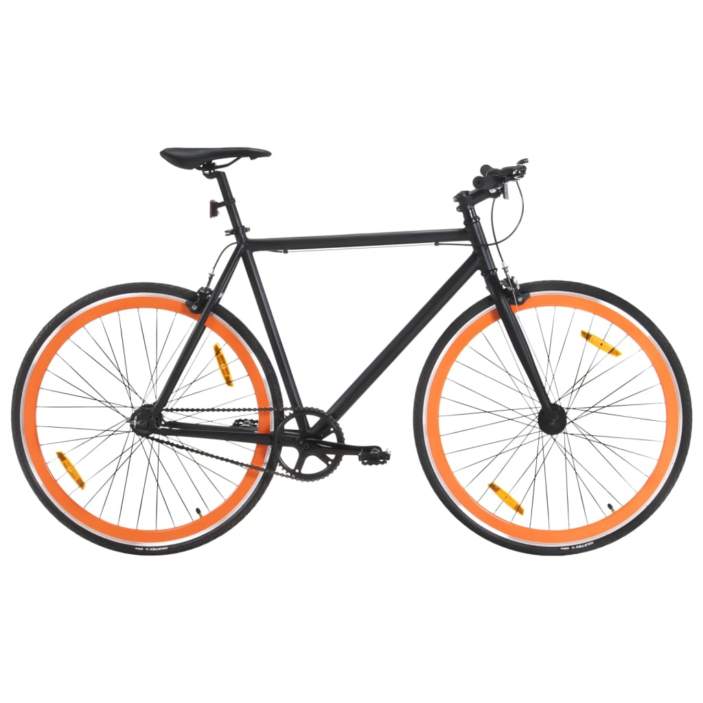 vidaXL Fixed Gear Bike - Lightweight 700c 59 cm Black and Orange Bicycle