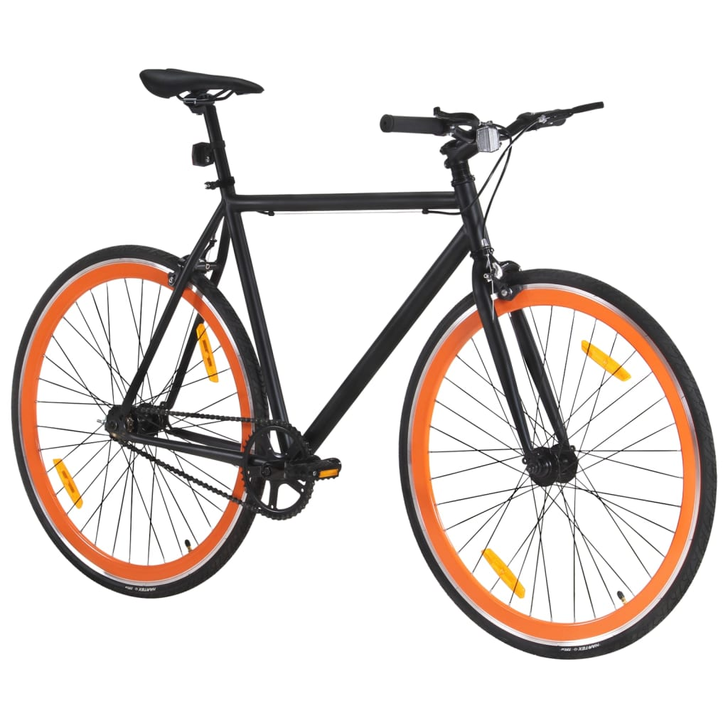 vidaXL Fixed Gear Bike - Lightweight 700c 59 cm Black and Orange Bicycle