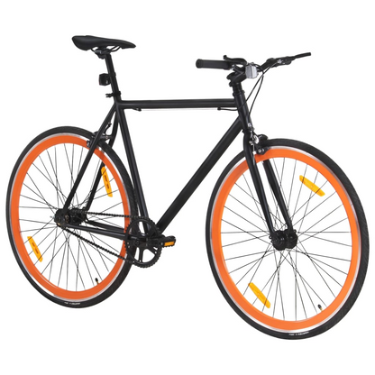 vidaXL Fixed Gear Bike - Lightweight 700c 59 cm Black and Orange Bicycle