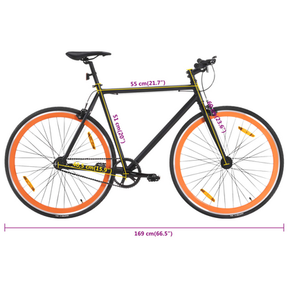 vidaXL Fixed Gear Bike Black and Orange 700c 51 cm - Ideal for Commuting, Fitness, and Leisure Rides