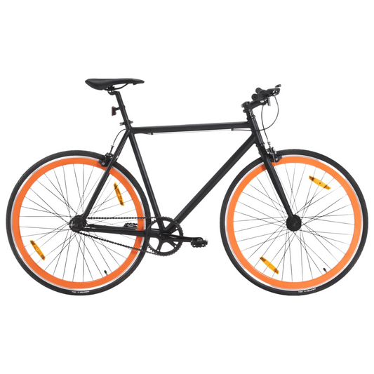 vidaXL Fixed Gear Bike 700c Black and Orange 55 cm - Lightweight & Durable