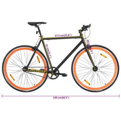 vidaXL Fixed Gear Bike 700c Black and Orange 55 cm - Lightweight & Durable