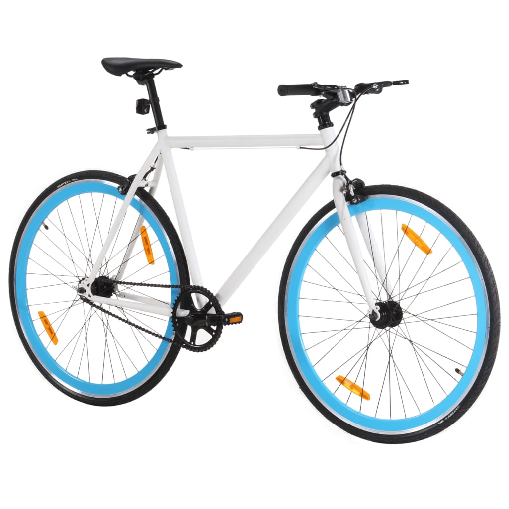 vidaXL Fixed Gear Bike White and Blue - Lightweight 700c Single Speed Bicycle with Flip-Flop Hub, 51 cm Frame