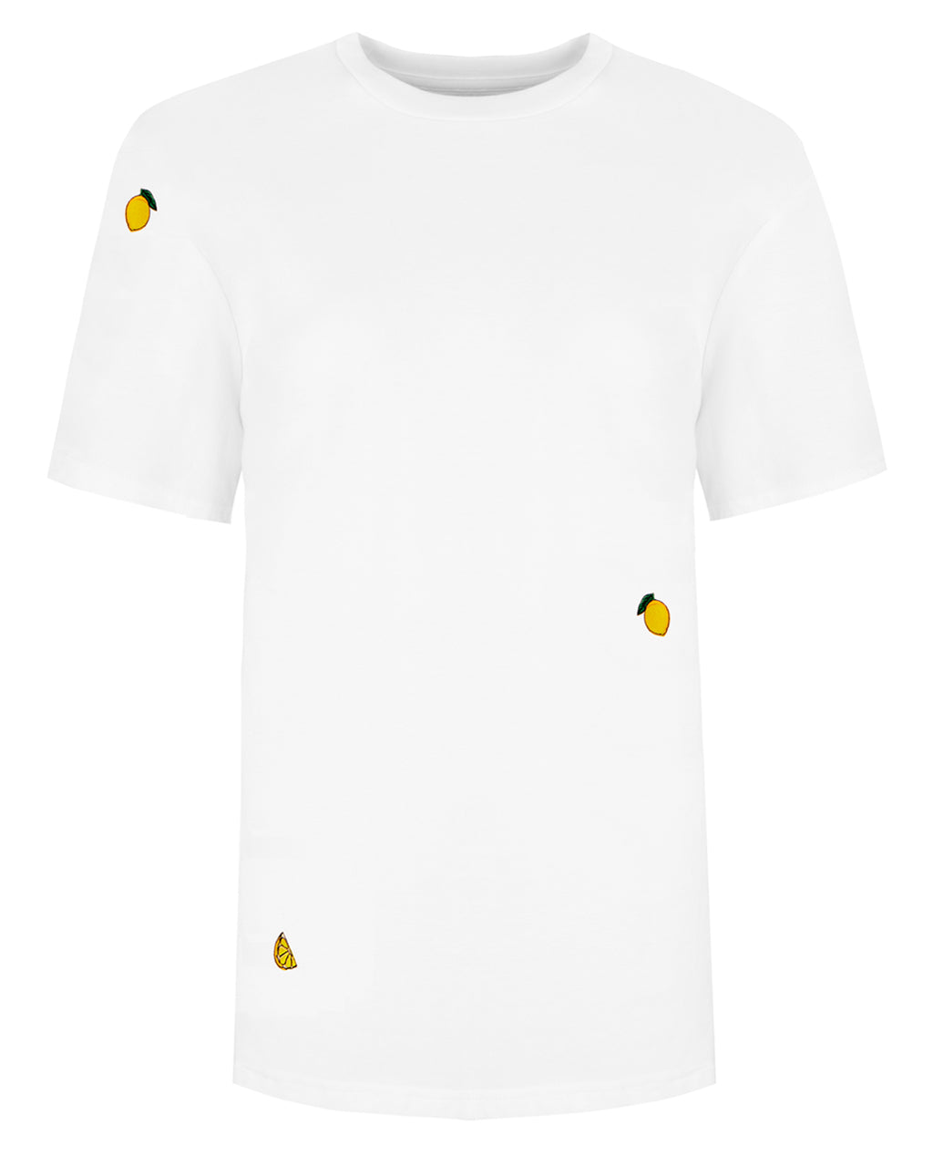 Lemon Embroidered Organic Cotton T-Shirt | Eco-Friendly Crew Neck Tee